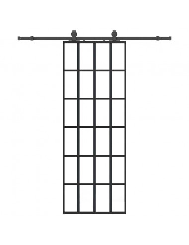 Porta Scorrevole con Ferramenta Nera 76x205 cm in Vetro ESG
