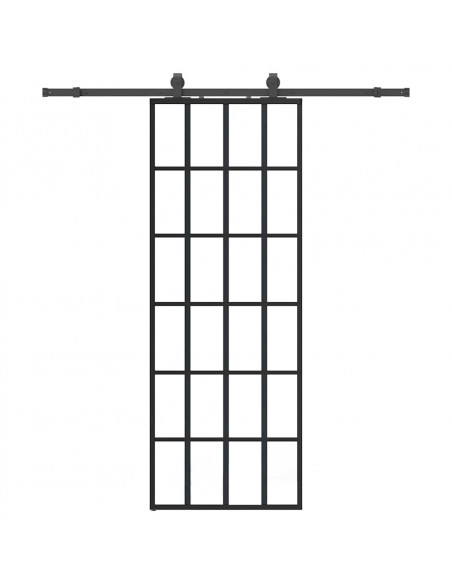 Porta Scorrevole con Ferramenta Nera 76x205 cm in Vetro ESG