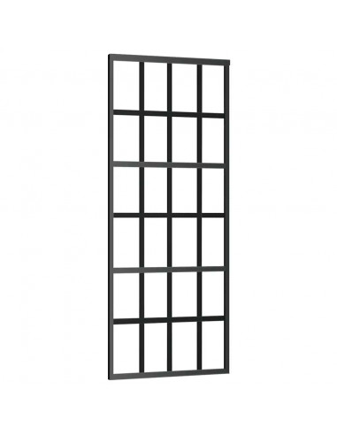 Porta Scorrevole con Ferramenta Nera 76x205 cm in Vetro ESG