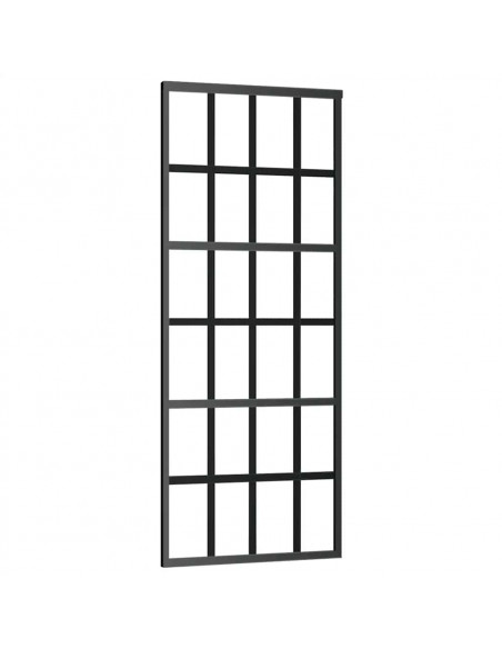 Porta Scorrevole con Ferramenta Nera 76x205 cm in Vetro ESG