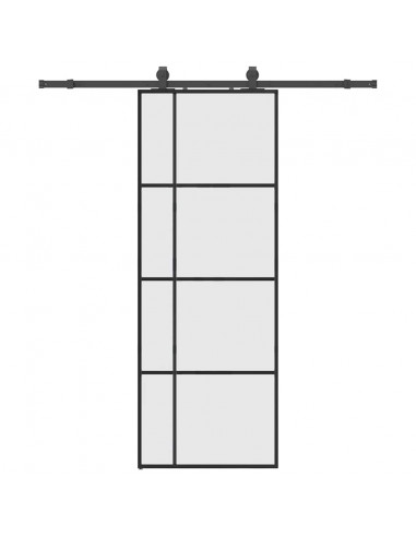 Porta Scorrevole con Ferramenta Nera 76x205 cm in Vetro ESG