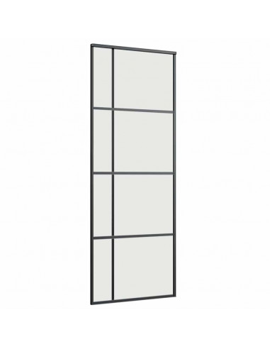Porta Scorrevole con Ferramenta Nera 76x205 cm in Vetro ESG