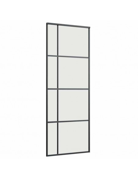 Porta Scorrevole con Ferramenta Nera 76x205 cm in Vetro ESG