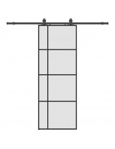Porta Scorrevole con Ferramenta Nera 76x205 cm in Vetro ESG 2