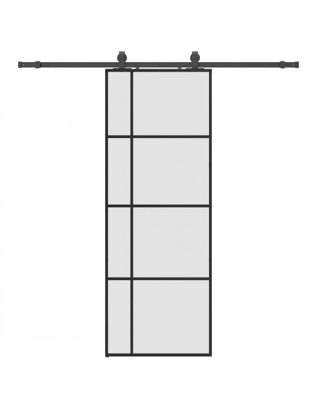 Porta Scorrevole con Ferramenta Nera 76x205 cm in Vetro ESG