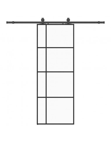 Porta Scorrevole con Ferramenta Nera 76x205 cm in Vetro ESG
