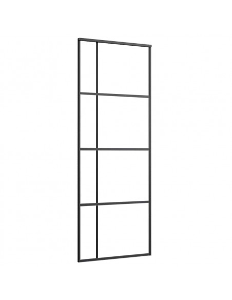 Porta Scorrevole con Ferramenta Nera 76x205 cm in Vetro ESG