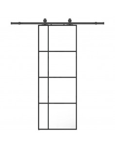 Porta Scorrevole con Ferramenta Nera 76x205 cm in Vetro ESG 2
