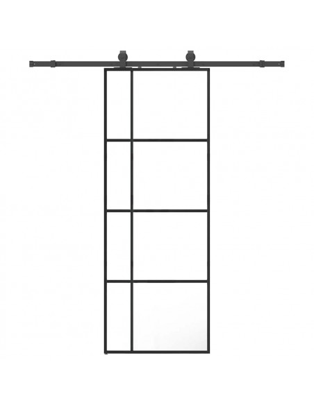 Porta Scorrevole con Ferramenta Nera 76x205 cm in Vetro ESG