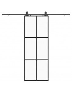 Porta Scorrevole con Ferramenta Nera 76x205 cm in Vetro ESG 2