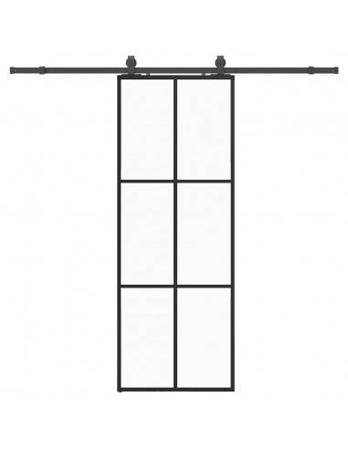 Porta Scorrevole con Ferramenta Nera 76x205 cm in Vetro ESG