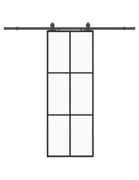 Porta Scorrevole con Ferramenta Nera 76x205 cm in Vetro ESG