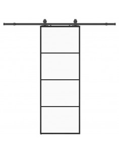 Porta Scorrevole con Ferramenta Nera 76x205 cm in Vetro ESG 2