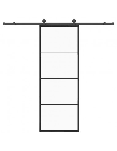 Porta Scorrevole con Ferramenta Nera 76x205 cm in Vetro ESG