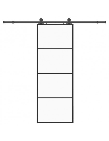 Porta Scorrevole con Ferramenta Nera 76x205 cm in Vetro ESG