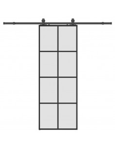 Porta Scorrevole con Ferramenta Nera 76x205 cm in Vetro ESG 2