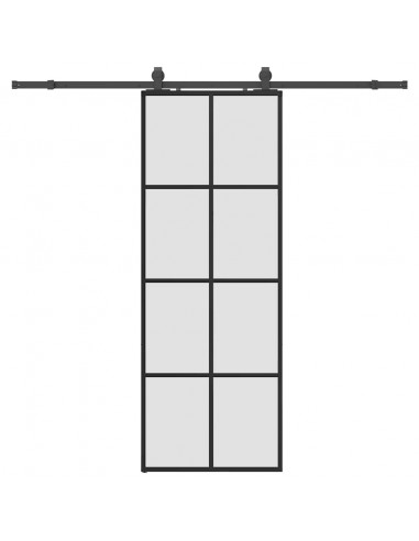 Porta Scorrevole con Ferramenta Nera 76x205 cm in Vetro ESG