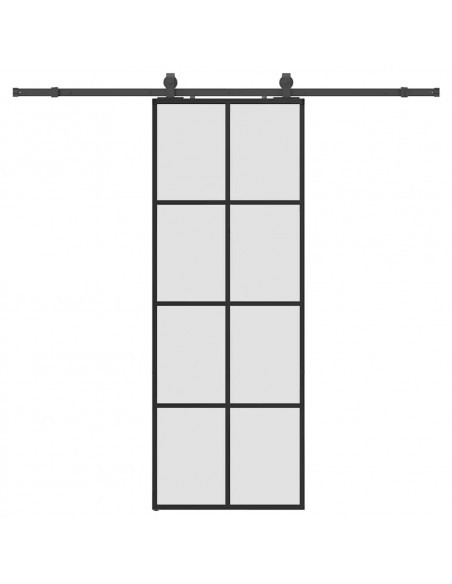 Porta Scorrevole con Ferramenta Nera 76x205 cm in Vetro ESG
