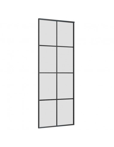 Porta Scorrevole con Ferramenta Nera 76x205 cm in Vetro ESG