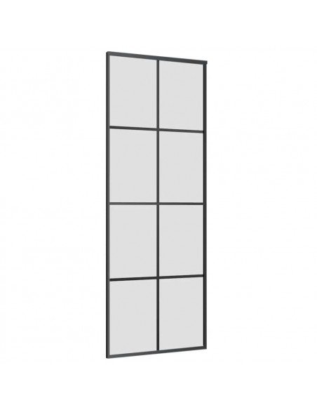 Porta Scorrevole con Ferramenta Nera 76x205 cm in Vetro ESG