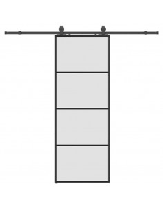 Porta Scorrevole con Ferramenta Nera 76x205 cm in Vetro ESG 2