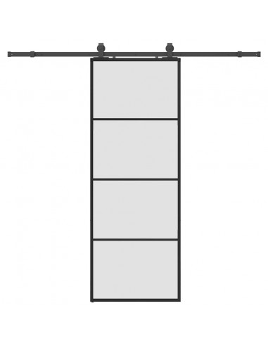 Porta Scorrevole con Ferramenta Nera 76x205 cm in Vetro ESG