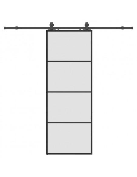 Porta Scorrevole con Ferramenta Nera 76x205 cm in Vetro ESG
