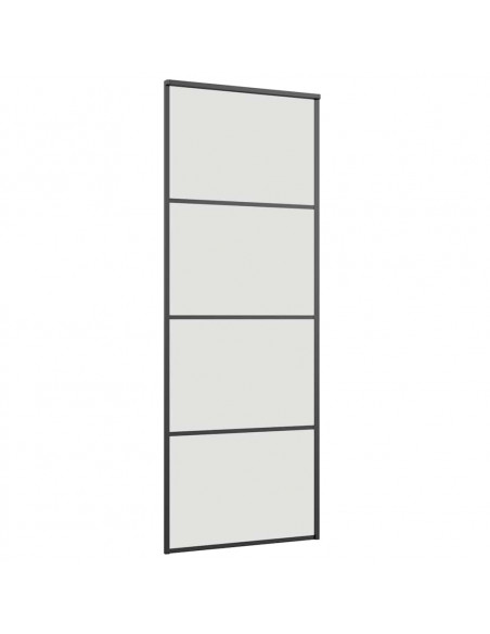 Porta Scorrevole con Ferramenta Nera 76x205 cm in Vetro ESG
