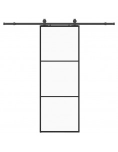 Porta Scorrevole con Ferramenta Nera 76x205 cm in Vetro ESG 2