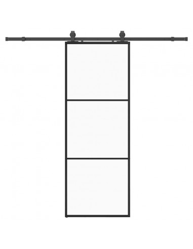 Porta Scorrevole con Ferramenta Nera 76x205 cm in Vetro ESG