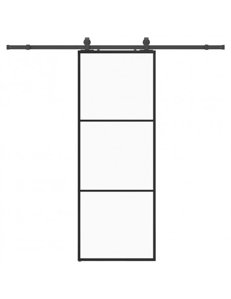 Porta Scorrevole con Ferramenta Nera 76x205 cm in Vetro ESG