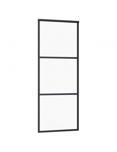 Porta Scorrevole con Ferramenta Nera 76x205 cm in Vetro ESG