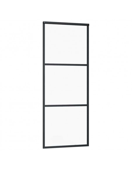 Porta Scorrevole con Ferramenta Nera 76x205 cm in Vetro ESG