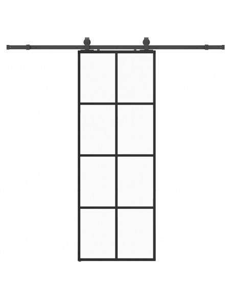 Porta Scorrevole con Ferramenta Nera 76x205 cm in Vetro ESG