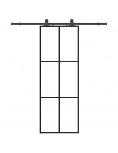 Porta Scorrevole con Ferramenta Nera 76x205 cm in Vetro ESG 2