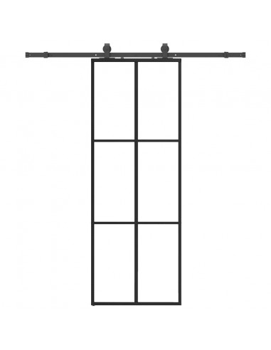 Porta Scorrevole con Ferramenta Nera 76x205 cm in Vetro ESG
