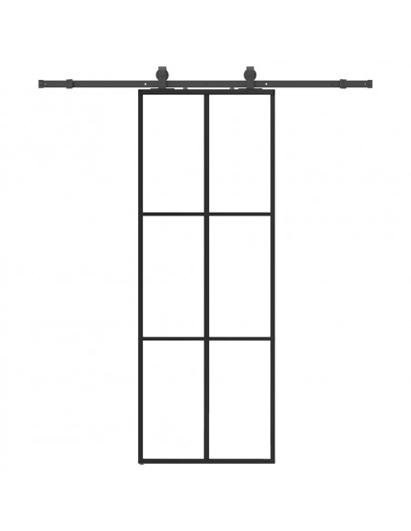 Porta Scorrevole con Ferramenta Nera 76x205 cm in Vetro ESG