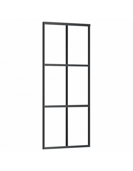 Porta Scorrevole con Ferramenta Nera 76x205 cm in Vetro ESG