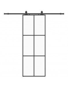 Porta Scorrevole con Ferramenta Nera 76x205 cm in Vetro ESG 2