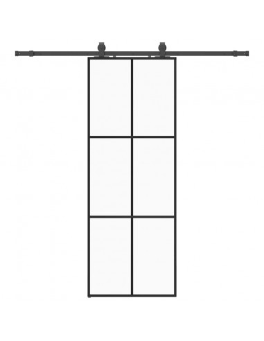Porta Scorrevole con Ferramenta Nera 76x205 cm in Vetro ESG