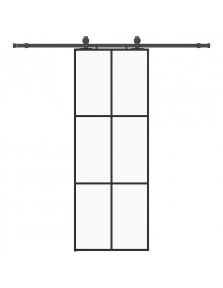 Porta Scorrevole con Ferramenta Nera 76x205 cm in Vetro ESG