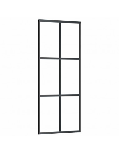 Porta Scorrevole con Ferramenta Nera 76x205 cm in Vetro ESG
