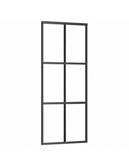Porta Scorrevole con Ferramenta Nera 76x205 cm in Vetro ESG