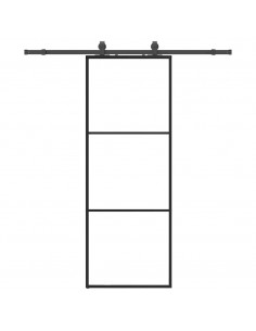 Porta Scorrevole con Ferramenta Nera 76x205 cm in Vetro ESG 2