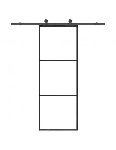 Porta Scorrevole con Ferramenta Nera 76x205 cm in Vetro ESG