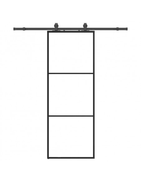 Porta Scorrevole con Ferramenta Nera 76x205 cm in Vetro ESG