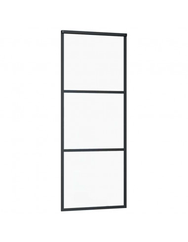Porta Scorrevole con Ferramenta Nera 76x205 cm in Vetro ESG