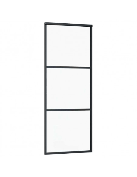 Porta Scorrevole con Ferramenta Nera 76x205 cm in Vetro ESG