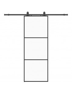 Porta Scorrevole con Ferramenta Nera 76x205 cm in Vetro ESG 2