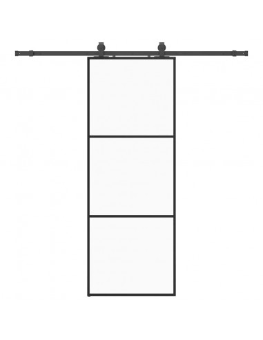 Porta Scorrevole con Ferramenta Nera 76x205 cm in Vetro ESG